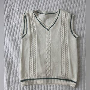White and green sweater vest